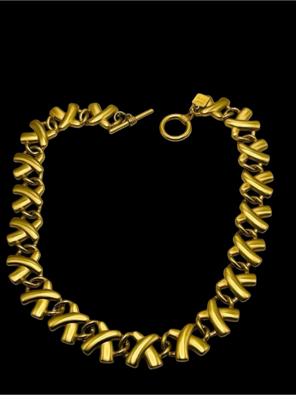 Vintage Anne Klein Matte Gold “X” Necklace